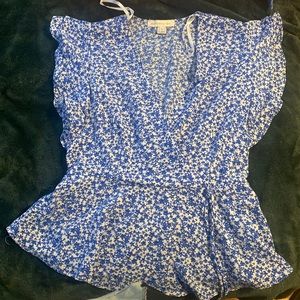 Floral Monteau Blue Blouse